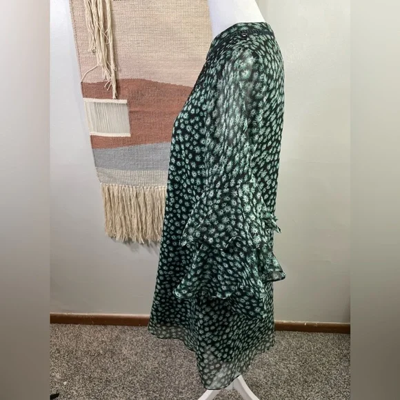 Anthropologie Ranna Gill Green Fluttered embroidered Boho Mini Dress XS NWOT - Picture 7 of 10